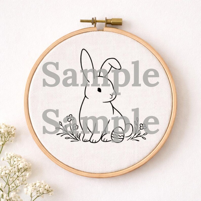 Minimalist Easter Bunny – Hand Embroidery PDF Pattern (5” / 6" / 7"/ 8 ...