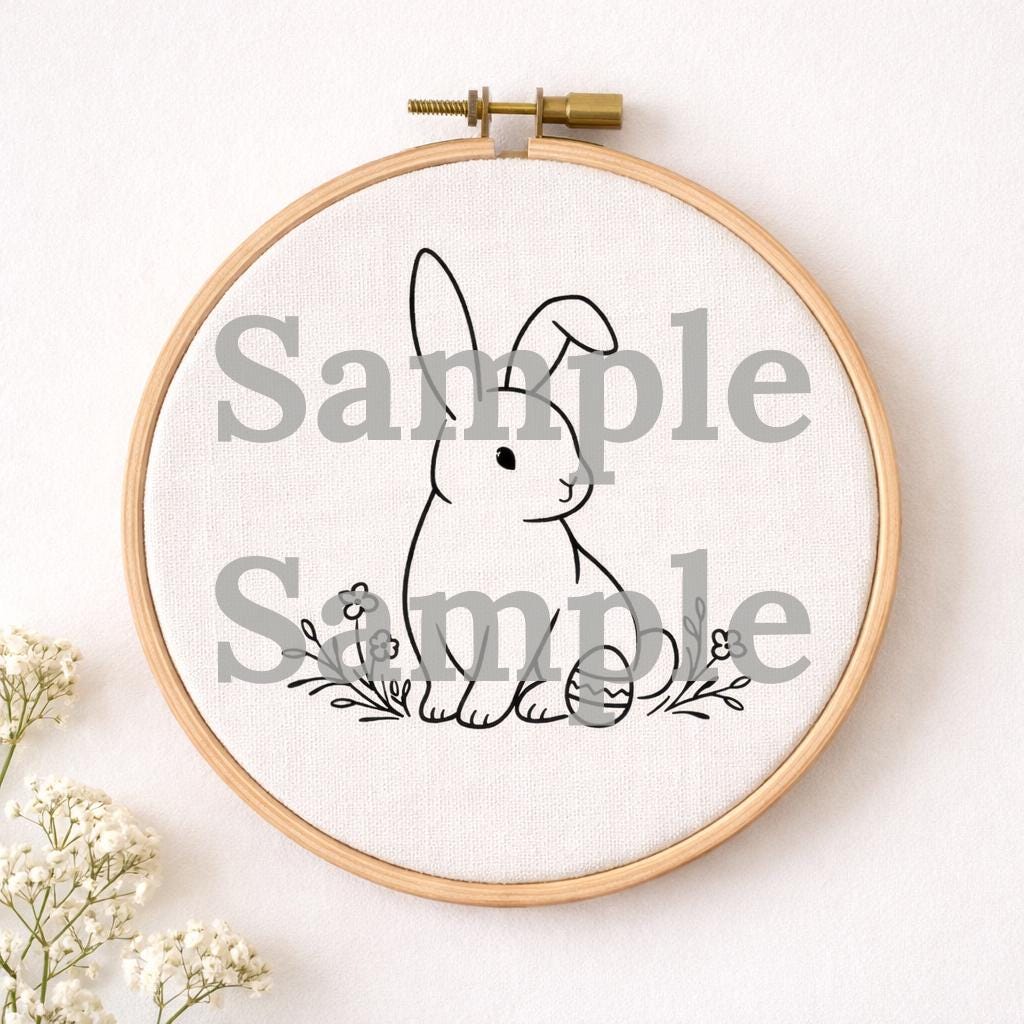 Minimalist Easter Bunny – Hand Embroidery PDF Pattern (5” / 6" / 7"/ 8 ...