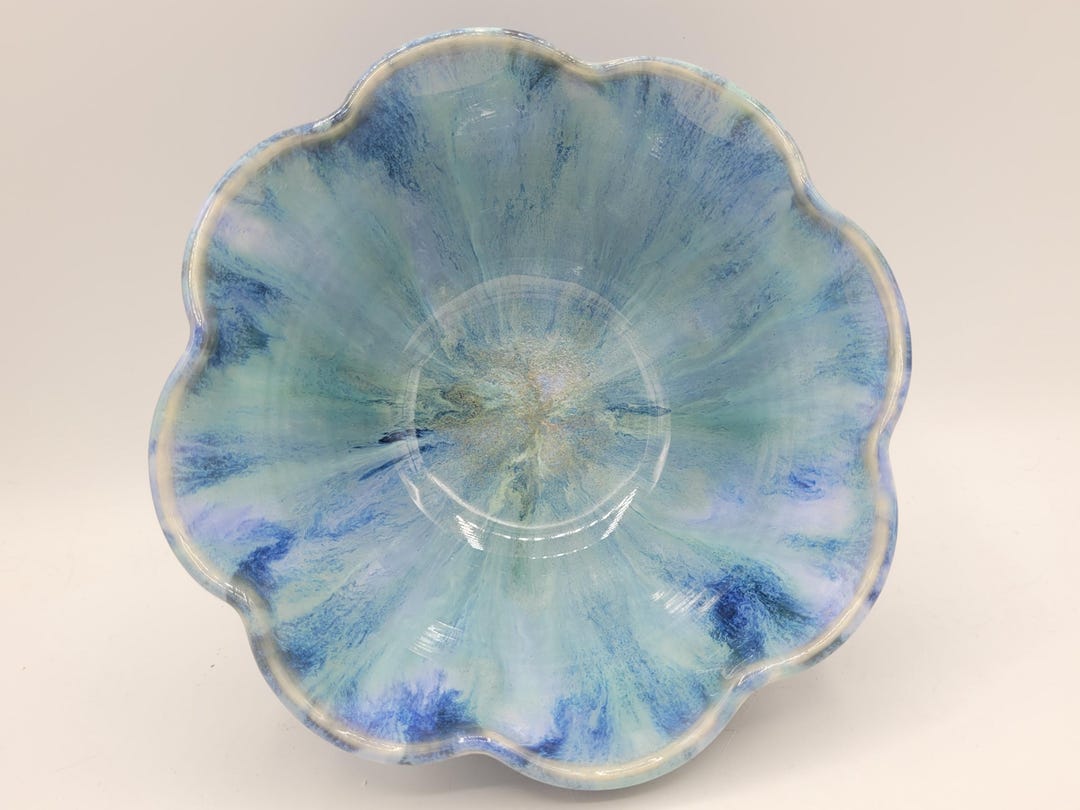 Wave Rim Bowl Pottery Chick Small Wavy Rim Bowl in Blues, and Greens - Etsy