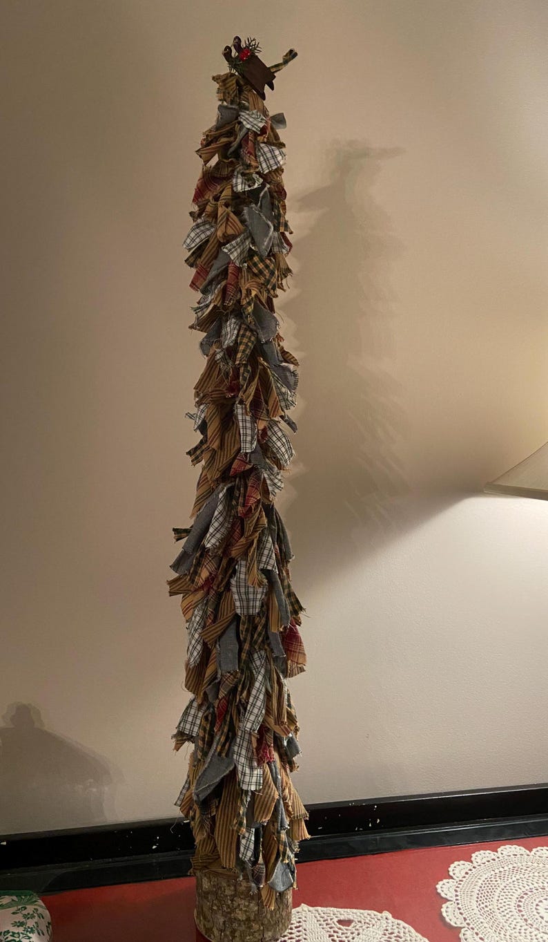38 Inch Tall Homespun Rag Christmas Trees - Etsy