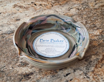 13 oz Brie Baker, Handmade Ceramic Dish: Grey / Gray Glaze
