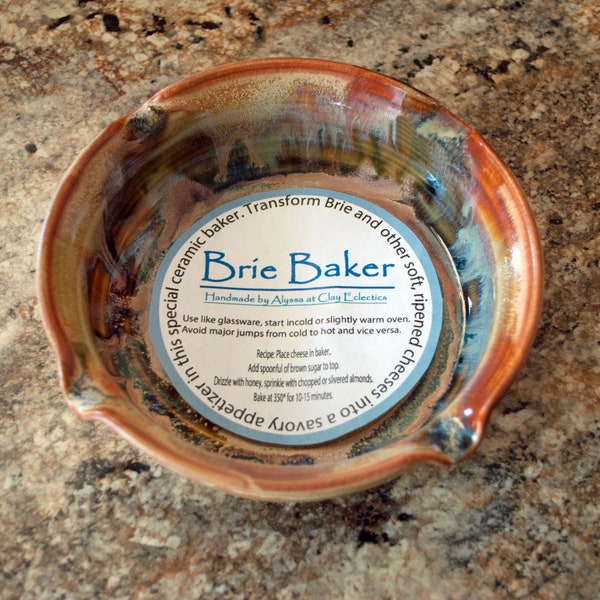 Brie Baker- 8 oz Ceramic/ Pottery- Red Gold / Orange