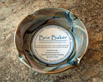 8 oz Brie Baker, Handmade Ceramic Dish: Grey / Gray Glaze