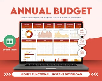 Annual Budget Planner: Google Sheets Financial Organizer (Digital Download)