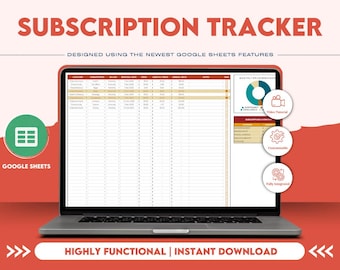 Subscription Tracker: Google Sheets Budget Template (Digital Download)