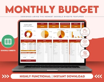 Monthly Budget Planner: Google Sheets Budget Template (Digital Download)