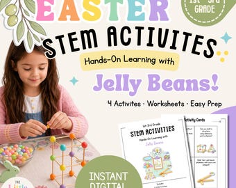 Easter Jelly Bean STEM Activities for Kids | 1st-3rd Grade Science Worksheets (Digital Download)
