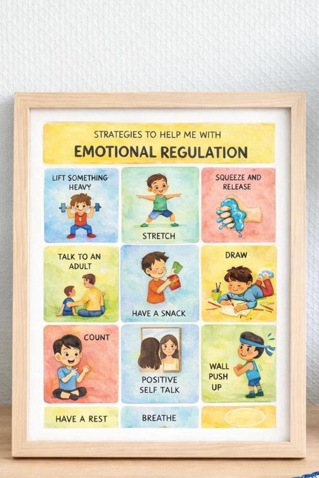 ADHD Emotional Regulation Poster for Kids | Calm Down Strategies Chart ...