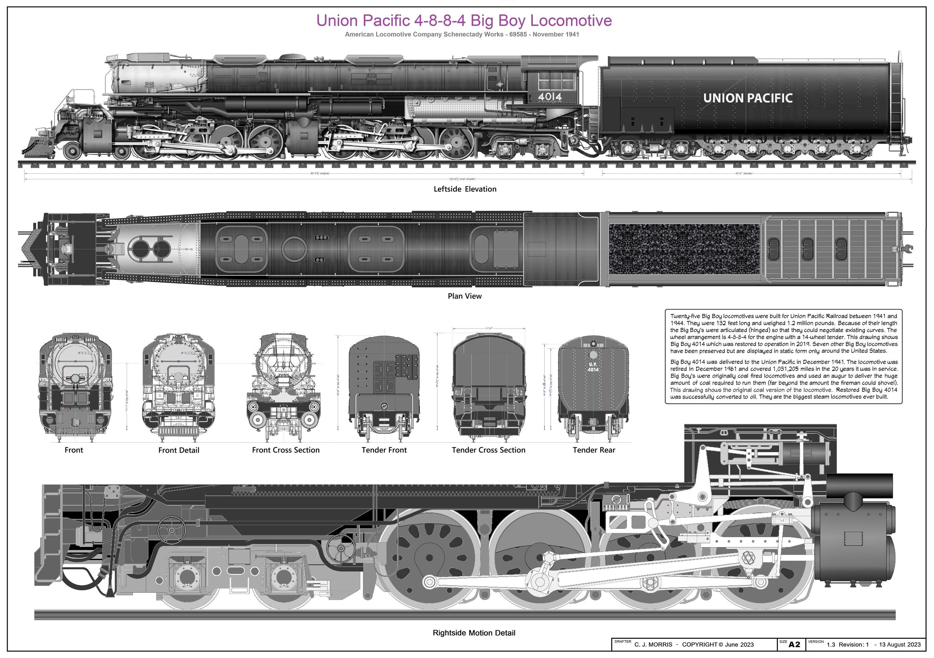 USA Big BOY Articulated Steam Locomotive PICTORIAL Digital Drawing - Etsy