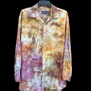 earthy ice dye button down