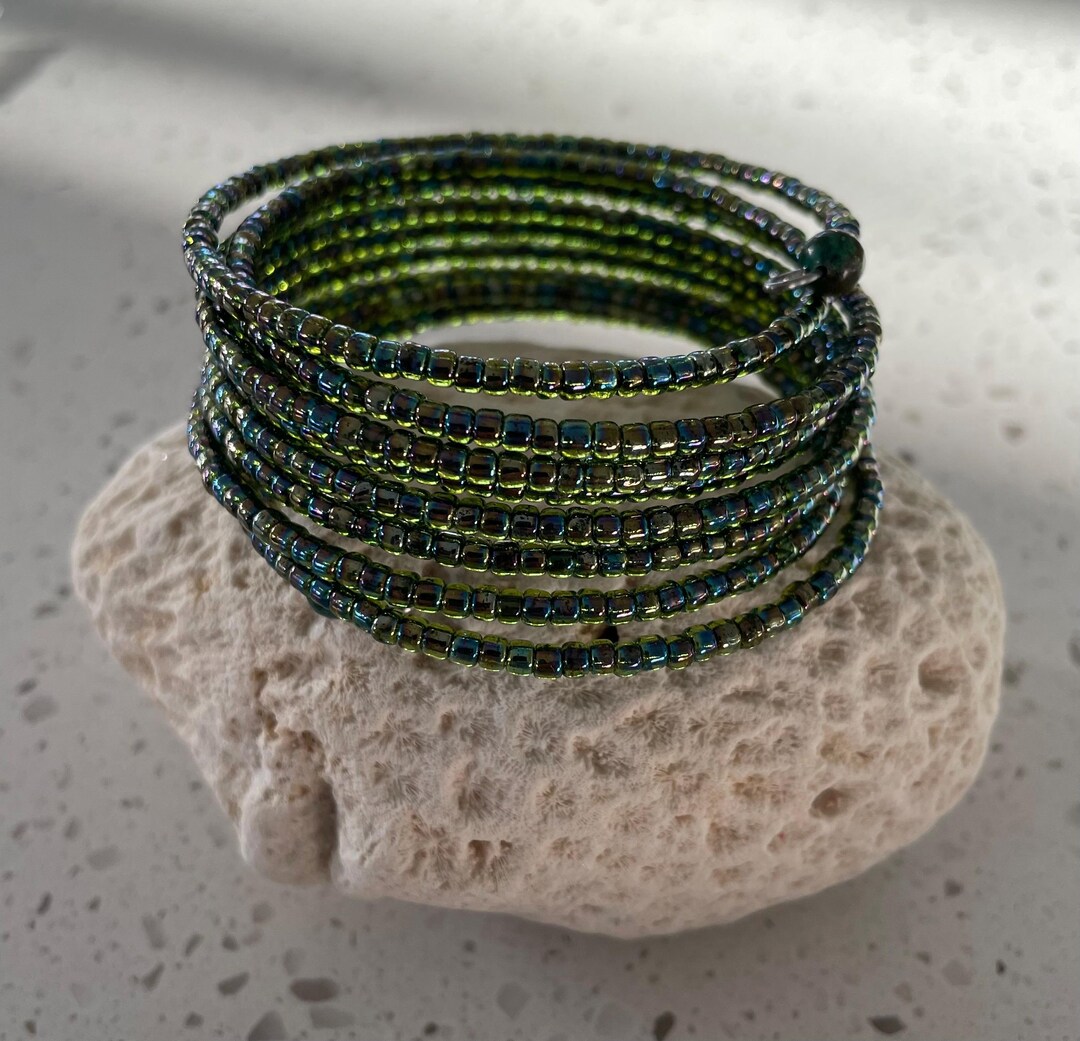 Seed Beads Memory Wire Bracelet - Etsy