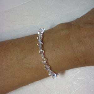 Swarovski Crystal AB Bracelet: Silver Heart or Square Toggle