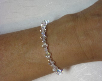 Swarovski Crystal AB Bracelet Silver Heart Toggle Clasp----- Free Shipping--Bella Design