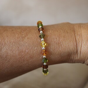 Swarovski Crystal Bracelet: Sterling Silver Heart Clasp, Fall Topaz Colors