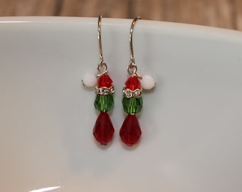 Swarovski Crystal Grinch Earrings Sterling Silver Ear wires - Holiday-Dr. Seuss- Free Shipping Red Green Bella Design