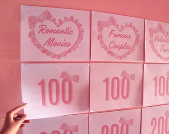 Printable Valentine Jeopardy Game Galentines Games Printable Coquette Valentine Games for Adults Galentines Trivia Galentines Night Out