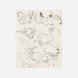 Vintage PRINTABLE Artwork Downloadable Prints Sketch of Bunnies PRINTABLE Wall Art Digital Downloads Digital Artwork image 3