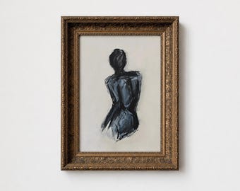 Vintage Female Figure Oil Painting Downloadable Prints | Minimalist Wall Art Bathroom Decor | Modern Wall Art Figure Art