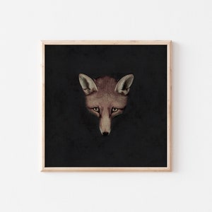 Red Fox Oil Painting Fox Antique Decor | Vintage Fox Art Nursery Wall Art | Minimalist Fox Downloadable Print