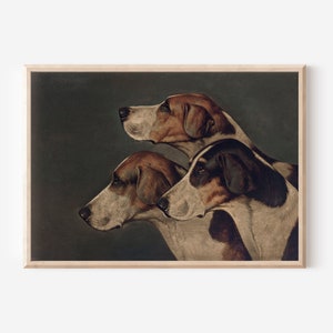 Hunde Portraits Hunde Ölgemälde | Vintage Jagdhunde Wandkunst | Bauernhaus Dekor Herunterladbare Drucke Druckbare Wandkunst