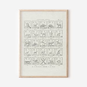 abc Poster | Vintage Alphabet Print | Classroom Art | Downloadable Playroom Print | Minimalist Bookshelf Decor | Extra Large Wall Art