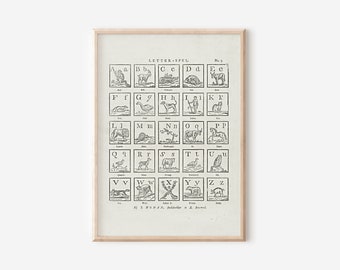 Alphabet Print Vintage Alphabet Art Language Alphabet - Etsy