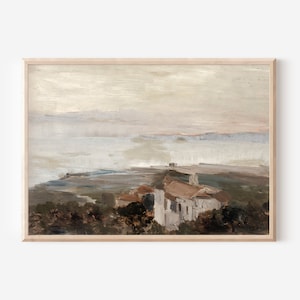 Arte paesaggistica costiera / Arte murale paesaggistica vintage / Stampa scaricabile di dipinti a olio / Arte murale digitale / Arte scaricabile istantaneamente