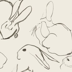 Vintage PRINTABLE Artwork Downloadable Prints Sketch of Bunnies PRINTABLE Wall Art Digital Downloads Digital Artwork image 4