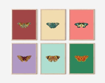 Butterfly Print Minimalist Wall Decor | Neutral Set of 6 Butterflies Paintings Nursery Decor | Gallery Wall Art Downloadable Prints