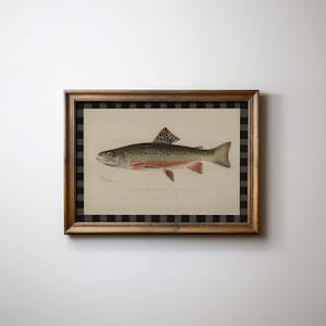 Vintage Forelle Druckbare Kunst: Cottagecore Fisch-Wand-Dekor Download