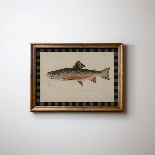 Vintage Trout Art Printable: Cottagecore Fish Wall Decor Download