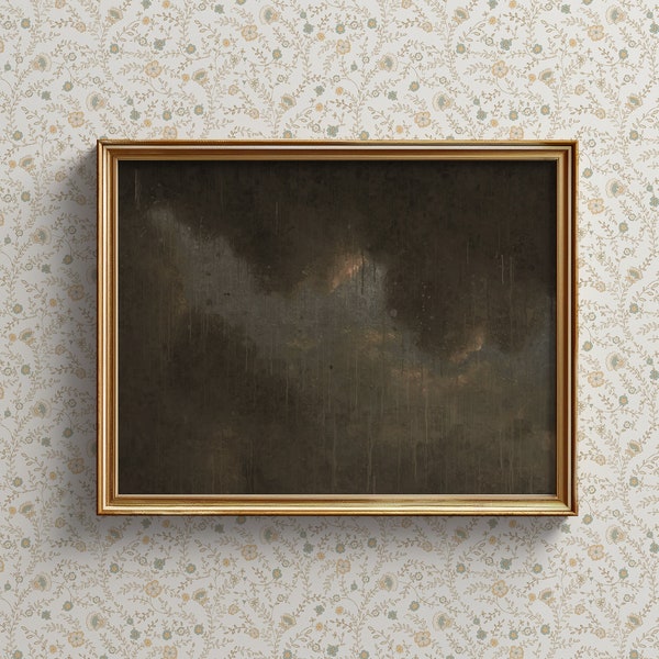 Vintage Abstract Landscape Oil Landscape | Moody Antique Abstract Canvas Painting | Contemporary Fine Art Downloadable Print