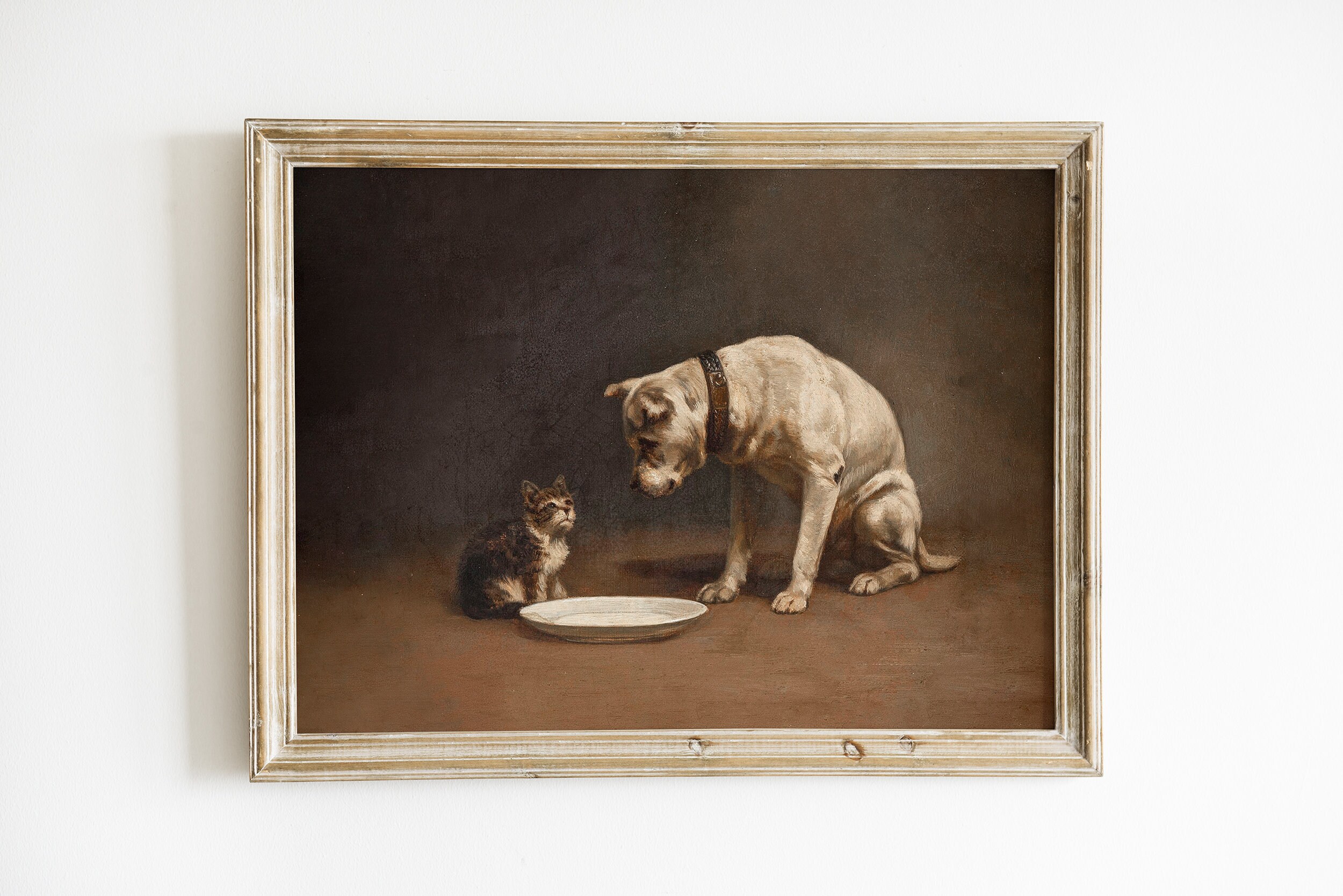 アンティークの犬の油彩画 ＊油絵 マルチーズまたはシーズー犬の小さなアンティーク油絵肖像画習作