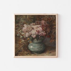 Antique Flower Oil Painting | Still Life Botanical Wall Art | Vintage Floral Wall Decor Downloadable Printable