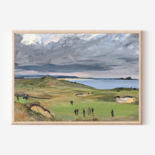 Golf Oil Painting Vintage Landscape Wall Art | Golf Gifts for Men Downloadable Prints | Bookshelf Decor Office Decor