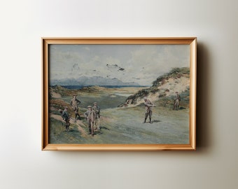 Vintage Golf Oil Painting Landscape Painting | Golf Course Prints Golfing Gifts Downloadable Art | Office Golf Wall Art