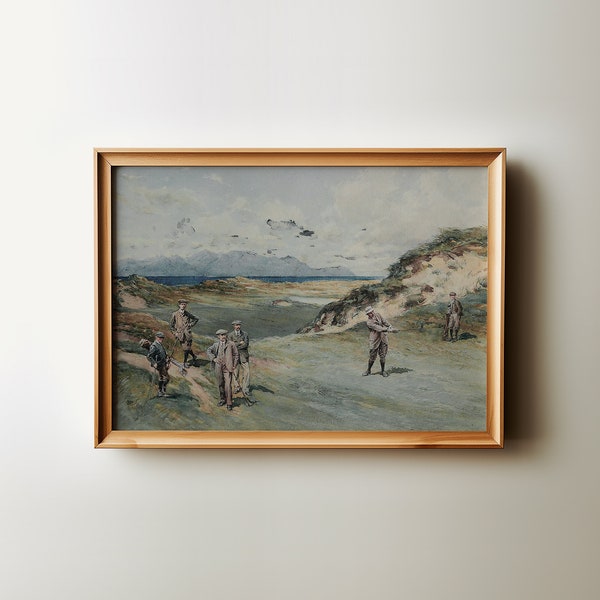 Vintage Golf Oil Painting Landscape Painting | Golf Course Prints Golfing Gifts Downloadable Art | Office Golf Wall Art