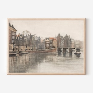 Vintage Europe Riverwalk Print | Abstract Landscape (Digital Download)