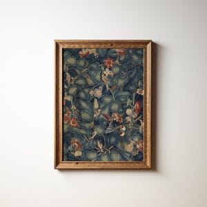 Print on Demand | Cottage Core Decor Birds Textile Downloadable Print | Moody Wall Art | Large Wall Art | Apartment Decor
