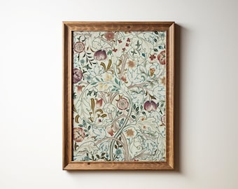 Botanical Floral Pattern Downloadable Print | Vintage Textile Pattern Wall Art | Textile Wall Hanging Printable Poster