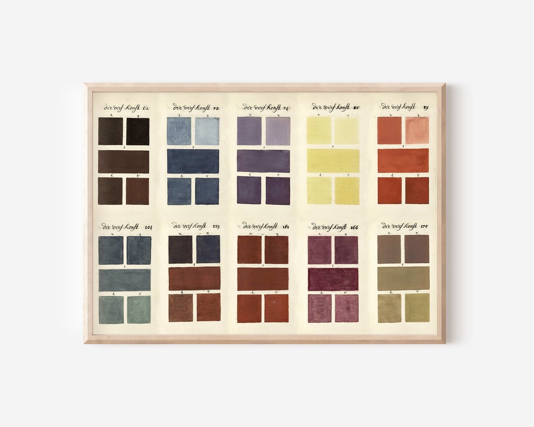 Vintage Color Chart Wall Art Pantone Watercolor Painting Wall Decor