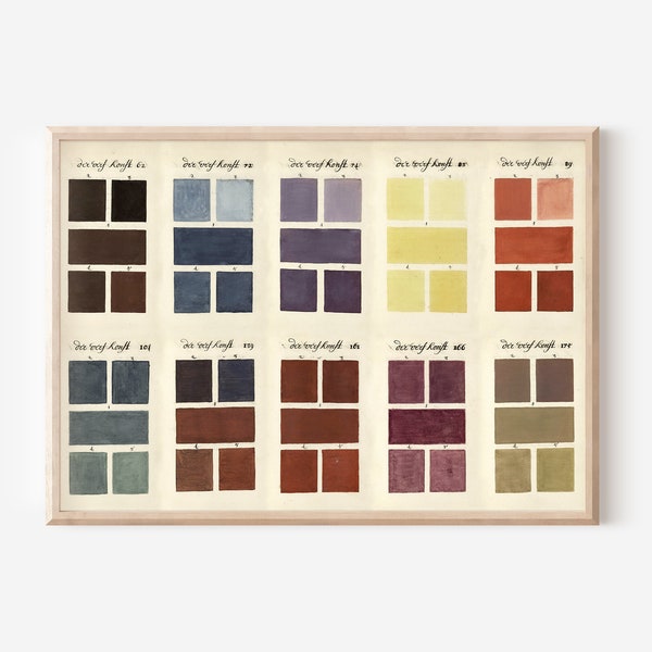 Vintage Color Chart Wall Art | Pantone Watercolor Painting Wall Decor | Kids Playroom Decor Downloadable Prints