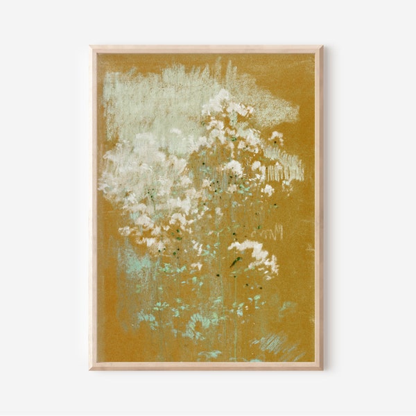 Antique Neutral Floral Painting | Tonal Botanical Oil Painting | Farmhouse Wall Decor | Digital Prints Downloadable Art