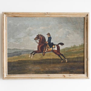 Vintage Chestnut Horse Oil Painting | Antique Equestrian Downloadable Print for Farmhouse Decor | Instant Download Antique Wall Art