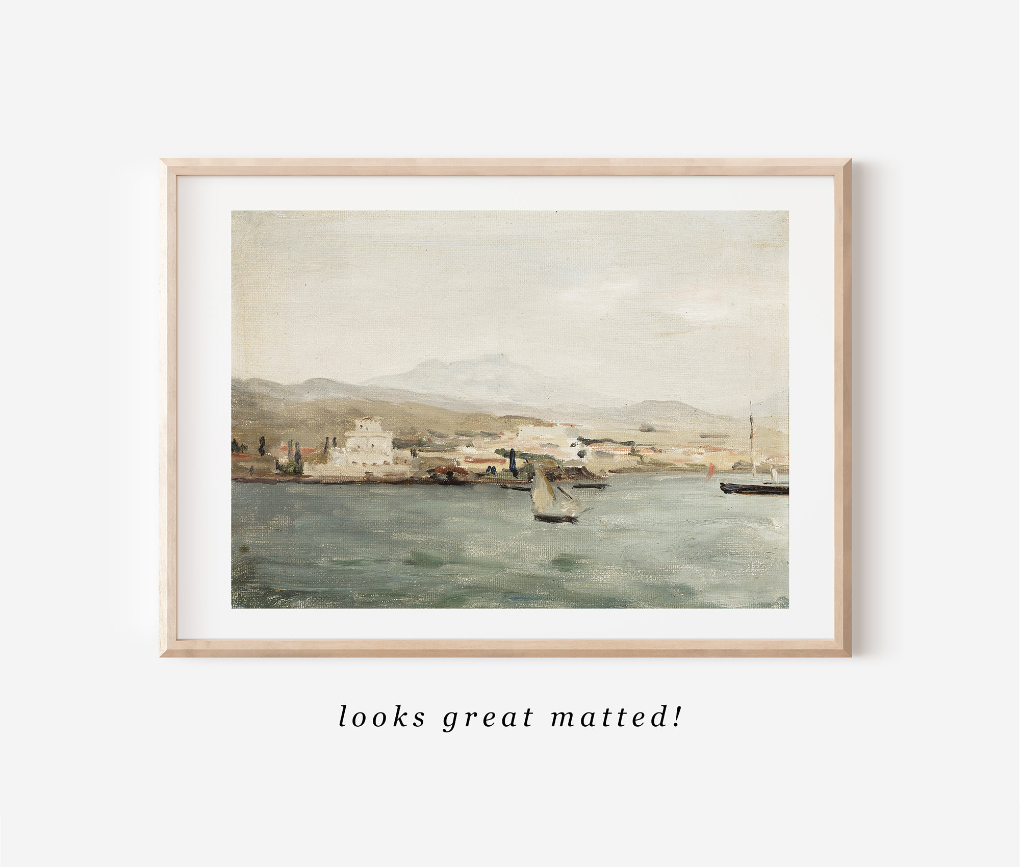 ヴィンテージのプリント絵画 アンティークな海岸風プリントウォールアート | 落ち着いた