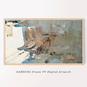 Samsung Frame TV Art, Neutral Abstract Oil Painting, Modern Digital Download