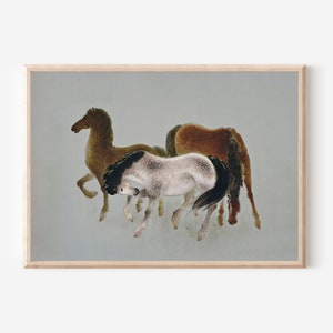 Horse Painting Vintage Downloadable Prints | Horses Watercolor Painting Farmhouse Wall Art | Minimalist Wall Decor