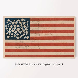 Samsung Frame TV Art | Vintage American Flag Frame TV Art | Fourth of July USA Flag Wall Art | Cottagecore Decor Downloadable Art