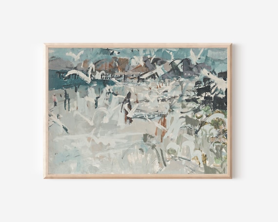 Vintage Seascape Abstract Printable Wall Art | Large Coastal Wall Art | Downloadable Artwork | Digital Gallery Wall Downloads