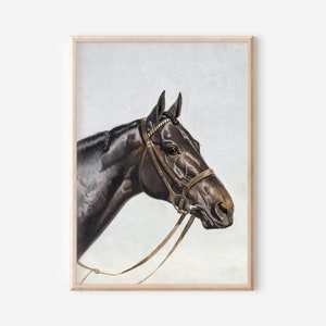 Vintage HORSE Painting Horse Lover Gift Idea Downloadable Office Wall Decor 20th Century Art Digital Artwork image 1